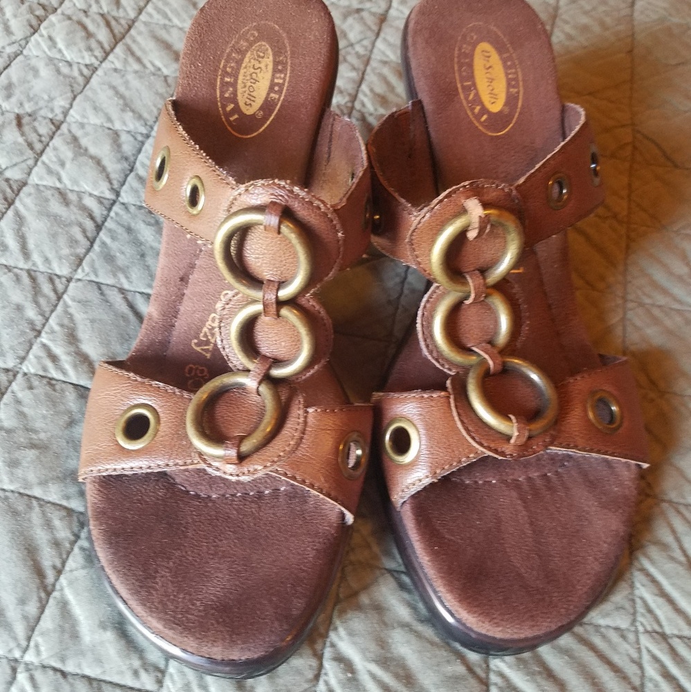 Brown slip on sandals